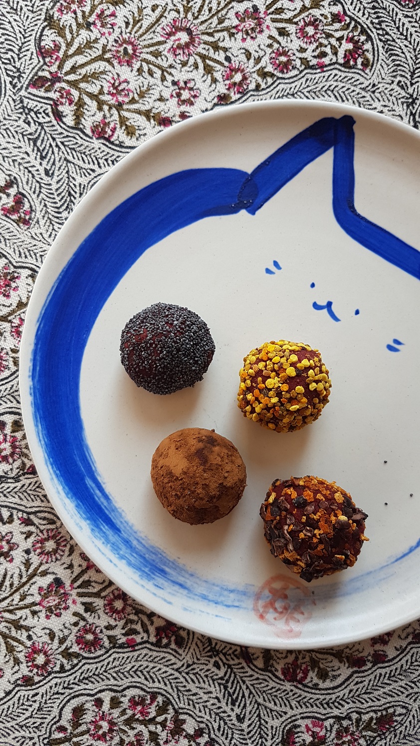 Protein Balls on Japanese Cat Plate