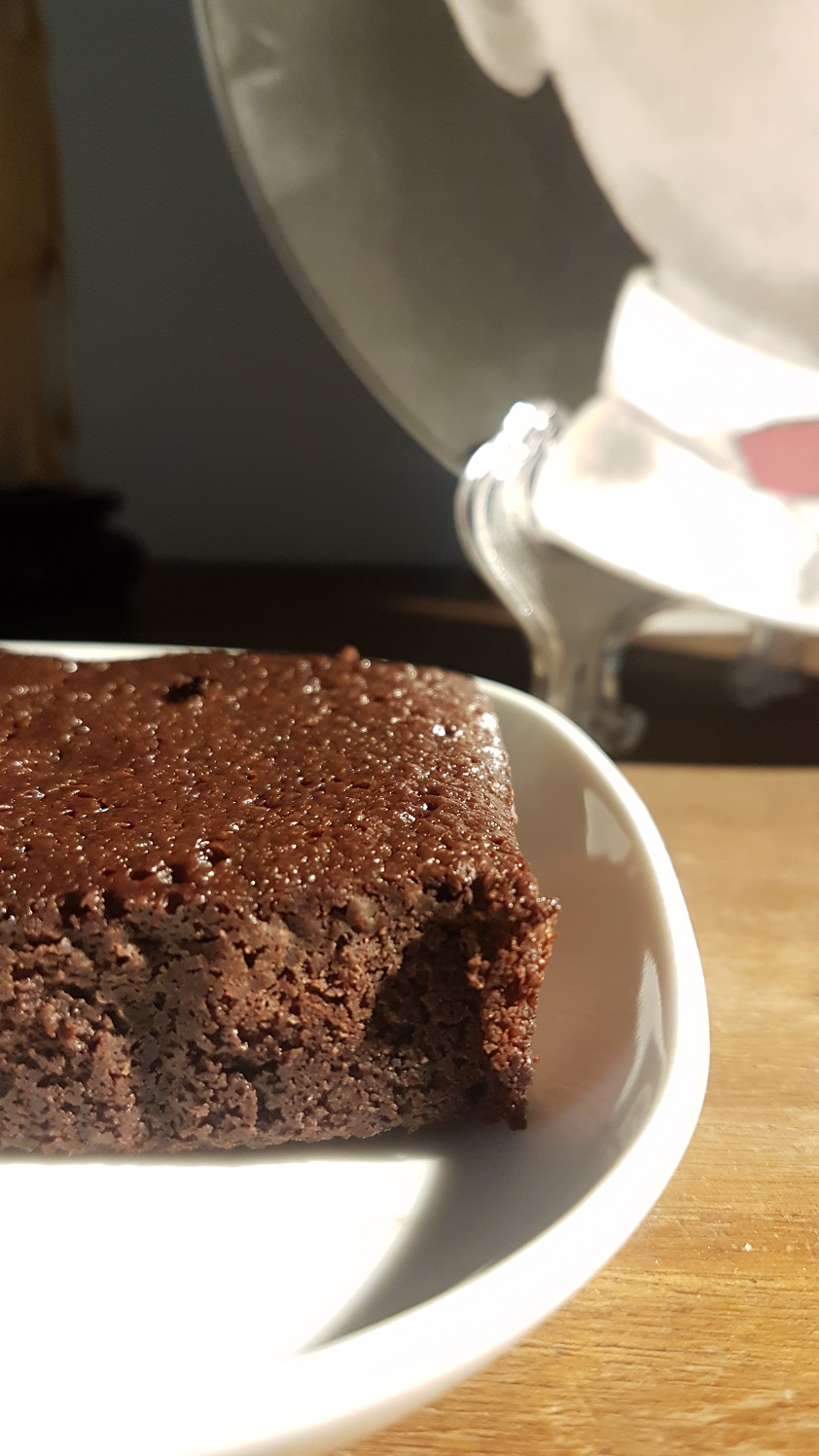 close-up of a healthy chocolate fondant made with buckwheat