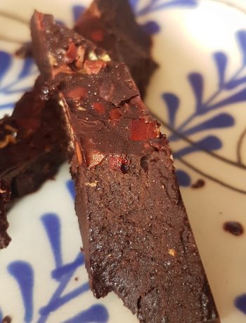Slice of raw chocolate and reishi bar